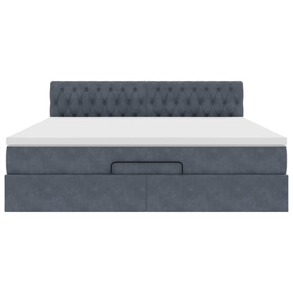 Ottoman-Bett mit Matratze Dunkelgrau 180x200 cm Samt