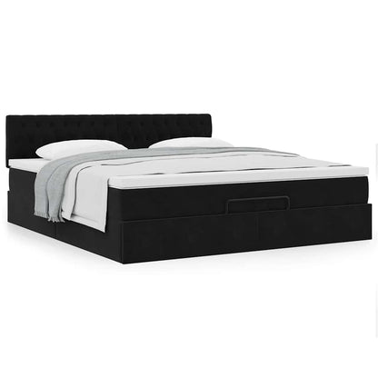 vidaXL Ottoman-Bett mit Matratze Schwarz 180x200 cm Samt