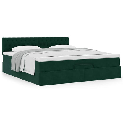 vidaXL Ottoman-Bett mit Matratze Dunkelgrün 180x200 cm Samt