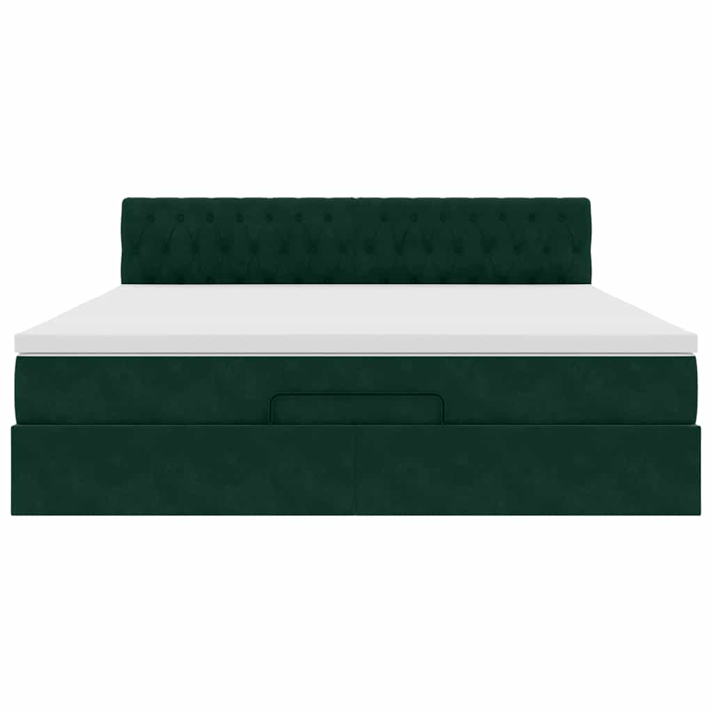 vidaXL Ottoman-Bett mit Matratze Dunkelgrün 180x200 cm Samt