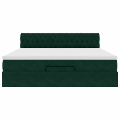 vidaXL Ottoman-Bett mit Matratze Dunkelgrün 180x200 cm Samt