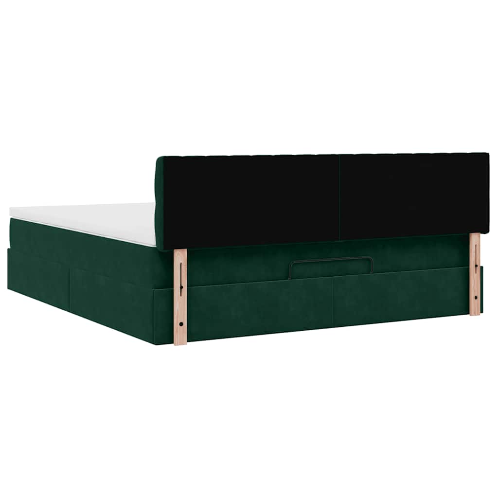 vidaXL Ottoman-Bett mit Matratze Dunkelgrün 180x200 cm Samt