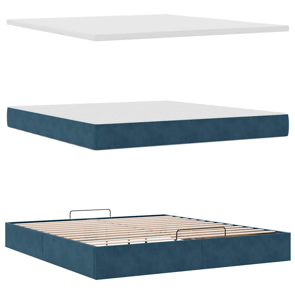vidaXL Ottoman-Bett mit Matratze Dunkelblau 180x200 cm Samt