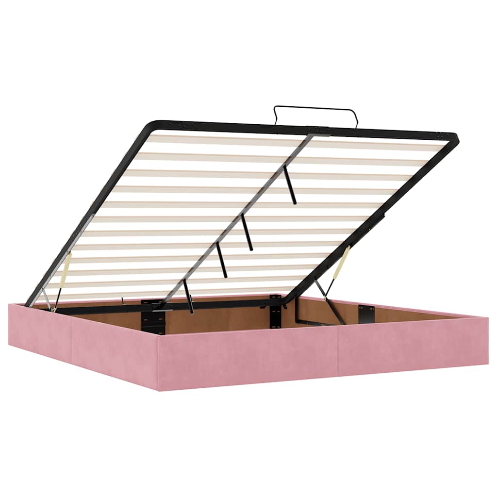 vidaXL Ottoman-Bett mit Matratze Rosa 180x200 cm Samt