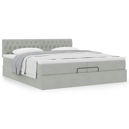 vidaXL Ottoman-Bett mit Matratze Hellgrau 200x200 cm Samt