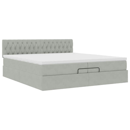 Ottoman-Bett mit Matratze Hellgrau 200x200 cm Samt
