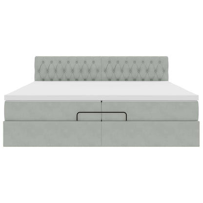 Ottoman-Bett mit Matratze Hellgrau 200x200 cm Samt