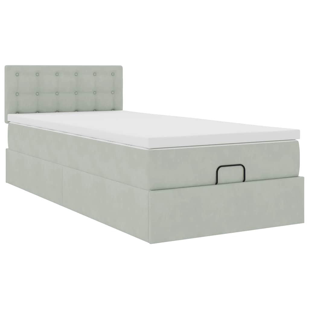 vidaXL Ottoman-Bett mit Matratze Hellgrau 80x200 cm Samt