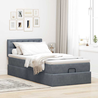 vidaXL Lit ottoman avec matelas Gris foncé 80x200 cm Velours
