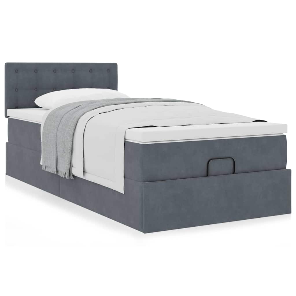 vidaXL Lit ottoman avec matelas Gris foncé 80x200 cm Velours