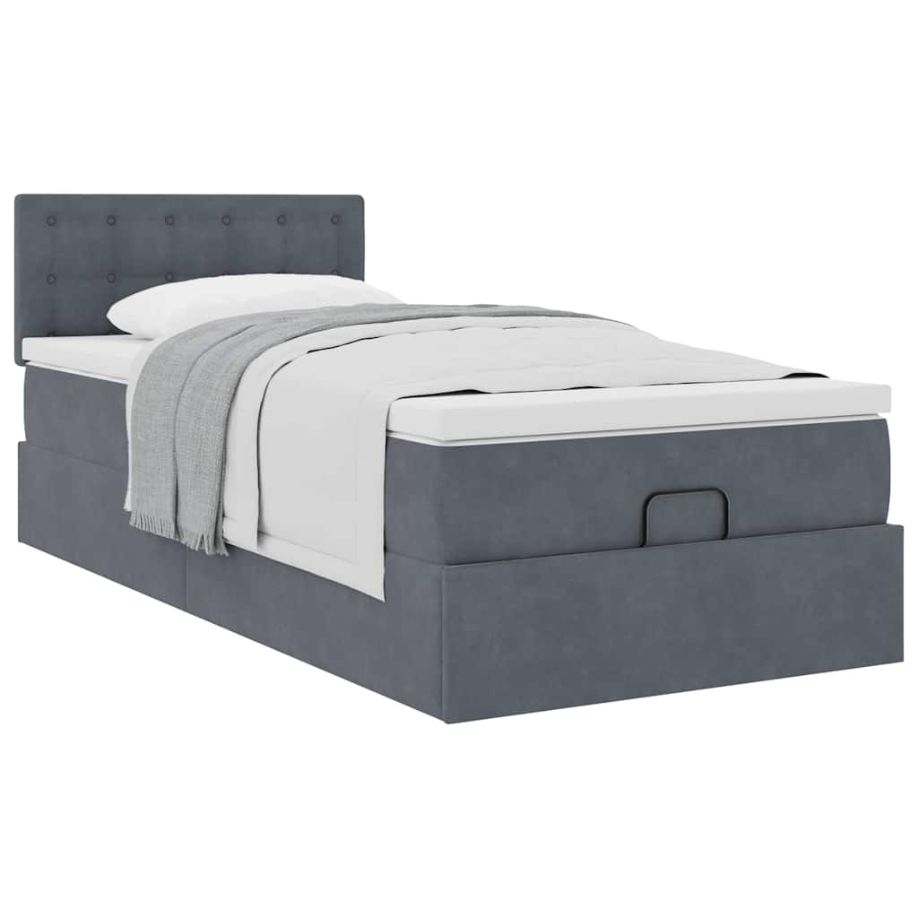 vidaXL Lit ottoman avec matelas Gris foncé 80x200 cm Velours