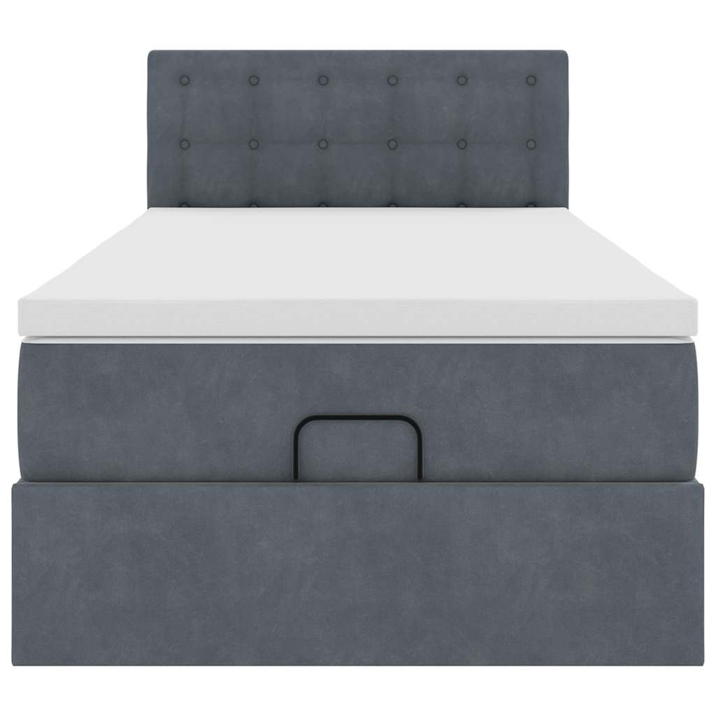 vidaXL Lit ottoman avec matelas Gris foncé 80x200 cm Velours