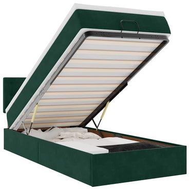 vidaXL Lit ottoman avec matelas vert foncé 80x200 cm Velours