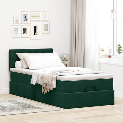 vidaXL Lit ottoman avec matelas vert foncé 80x200 cm Velours