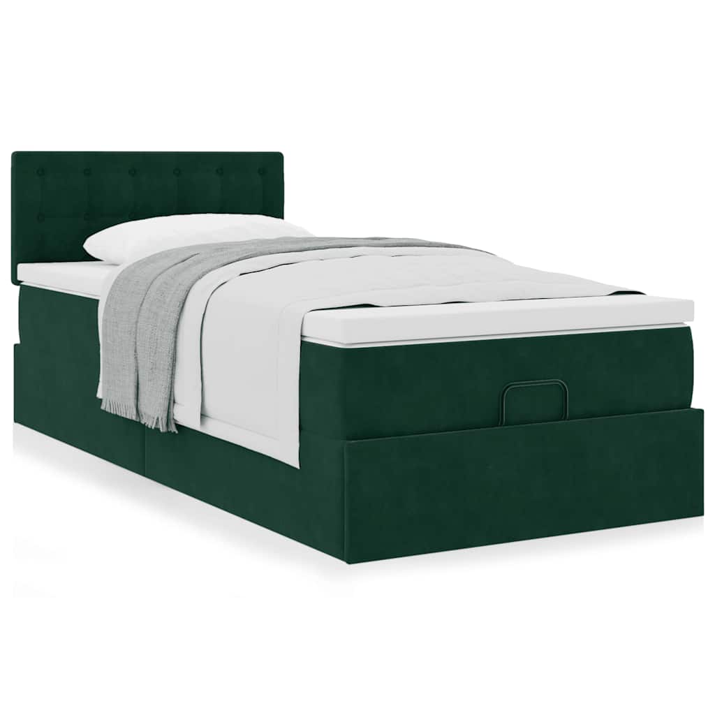 vidaXL Lit ottoman avec matelas vert foncé 80x200 cm Velours