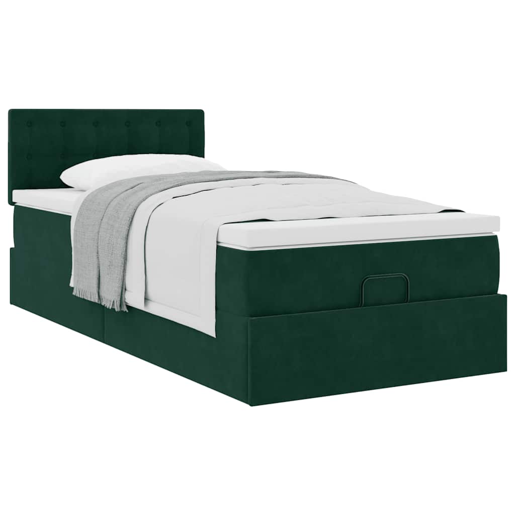 vidaXL Lit ottoman avec matelas vert foncé 80x200 cm Velours