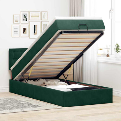 vidaXL Lit ottoman avec matelas vert foncé 80x200 cm Velours