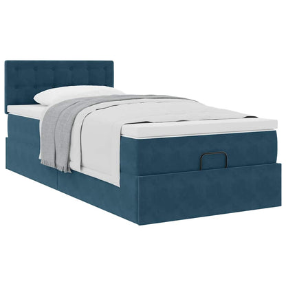 vidaXL Ottoman-Bett mit Matratze Dunkelblau 80x200 cm Samt