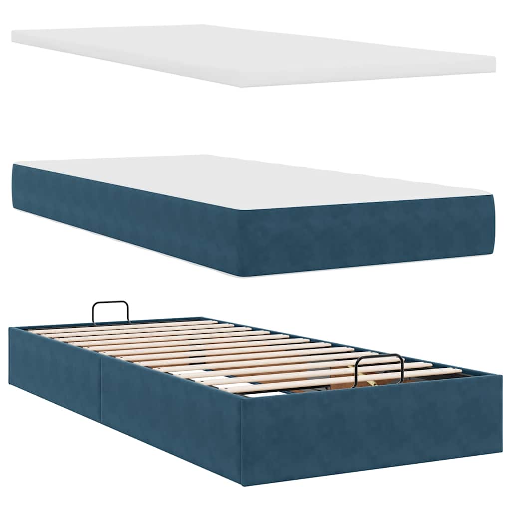 vidaXL Ottoman-Bett mit Matratze Dunkelblau 80x200 cm Samt