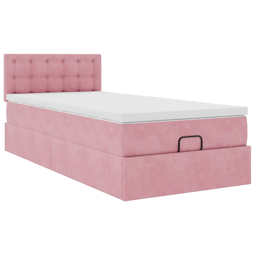vidaXL Ottoman-Bett mit Matratze Rosa 80x200 cm Samt