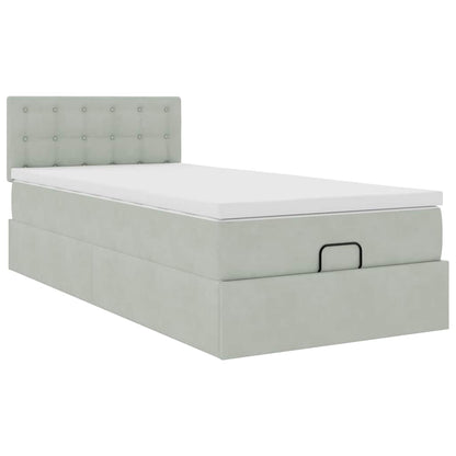 vidaXL Ottoman-Bett mit Matratze Hellgrau 90x190 cm Samt