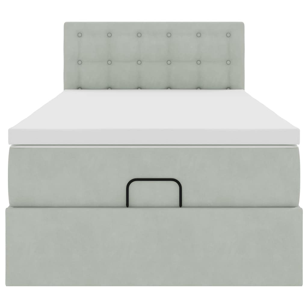 vidaXL Ottoman-Bett mit Matratze Hellgrau 90x190 cm Samt