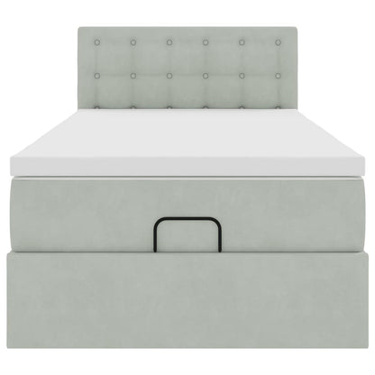 vidaXL Ottoman-Bett mit Matratze Hellgrau 90x190 cm Samt