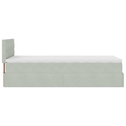 vidaXL Ottoman-Bett mit Matratze Hellgrau 90x190 cm Samt