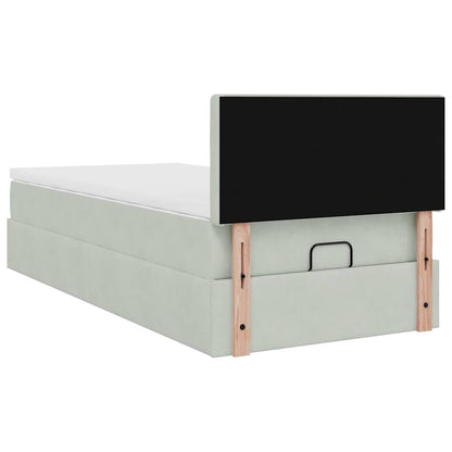 vidaXL Ottoman-Bett mit Matratze Hellgrau 90x190 cm Samt
