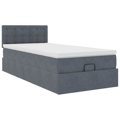 vidaXL Ottoman-Bett mit Matratze Dunkelgrau 90x190 cm Samt