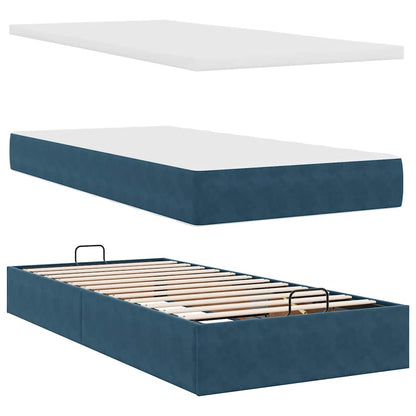 Ottoman-Bett mit Matratze Dunkelblau 90x190 cm Samt