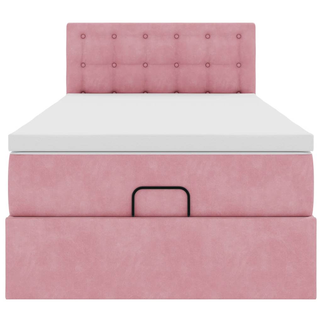 vidaXL Ottoman-Bett mit Matratze Rosa 90x190 cm Samt