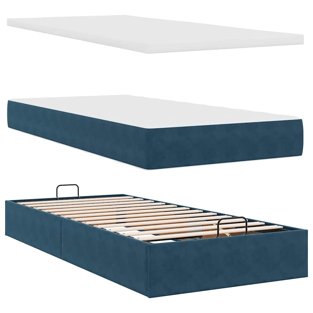 Ottoman-Bett mit Matratze Dunkelblau 90x200 cm Samt