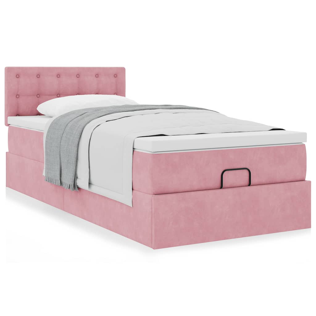 vidaXL Lit banquette avec matelas velours rose 90x200 cm