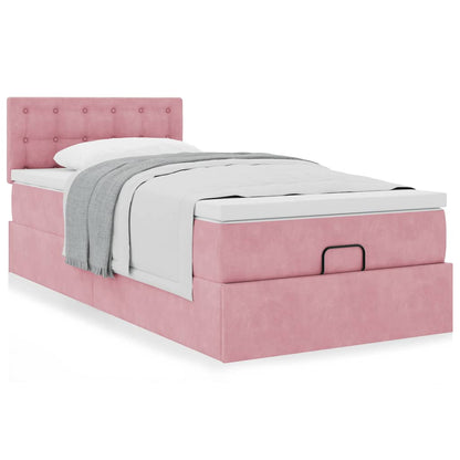 vidaXL Lit banquette avec matelas velours rose 90x200 cm