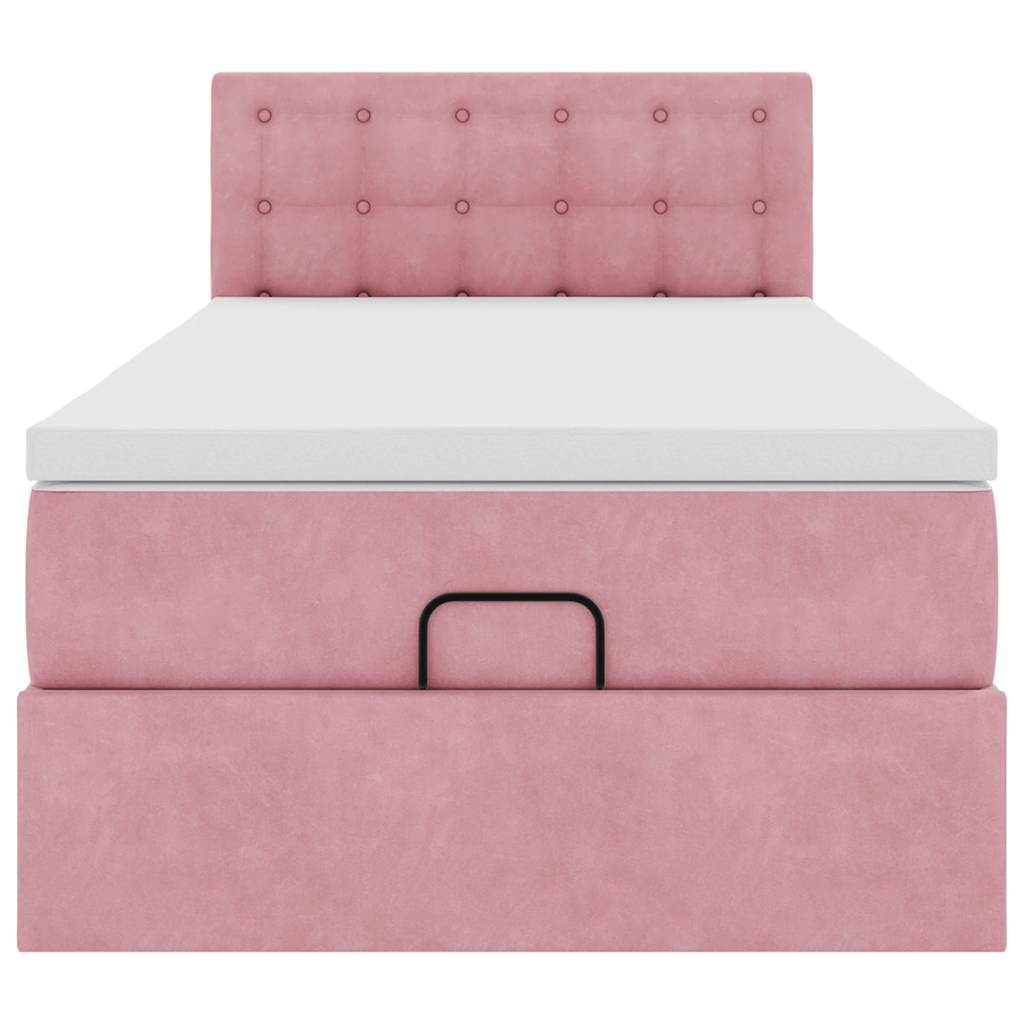 vidaXL Lit banquette avec matelas velours rose 90x200 cm