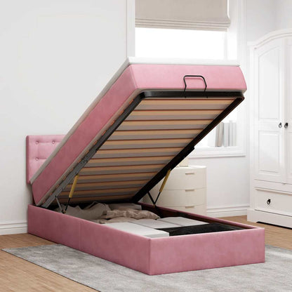 vidaXL Lit banquette avec matelas velours rose 90x200 cm