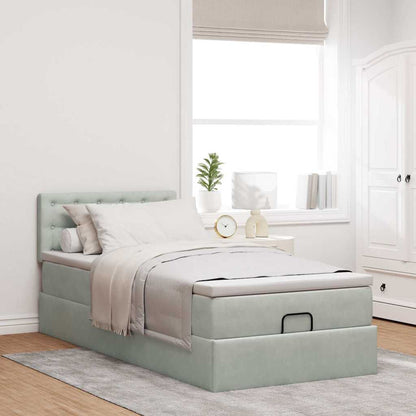 vidaXL Ottoman-Bett mit Matratze Hellgrau 100x200 cm Samt