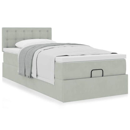 vidaXL Ottoman-Bett mit Matratze Hellgrau 100x200 cm Samt