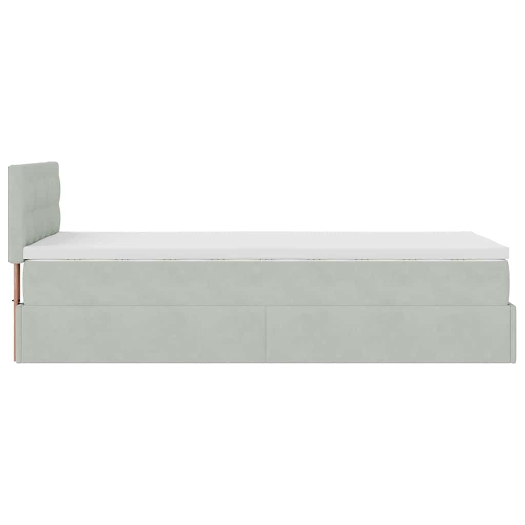 vidaXL Ottoman-Bett mit Matratze Hellgrau 100x200 cm Samt