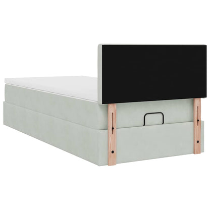 vidaXL Ottoman-Bett mit Matratze Hellgrau 100x200 cm Samt