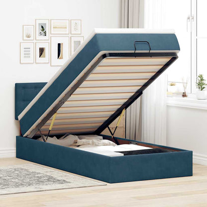 vidaXL Ottoman-Bett mit Matratze Dunkelblau 100x200 cm Samt