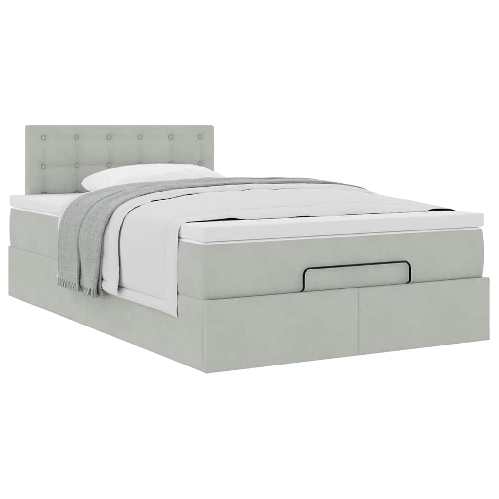 vidaXL Ottomanische Bett mit Matratze Hellgrau 120x190 cm Samt