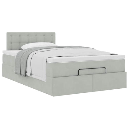 vidaXL Ottomanische Bett mit Matratze Hellgrau 120x190 cm Samt