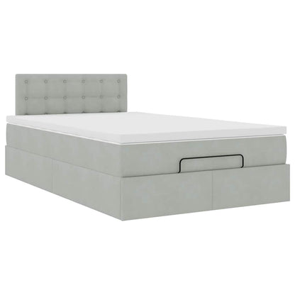 vidaXL Ottomanische Bett mit Matratze Hellgrau 120x190 cm Samt