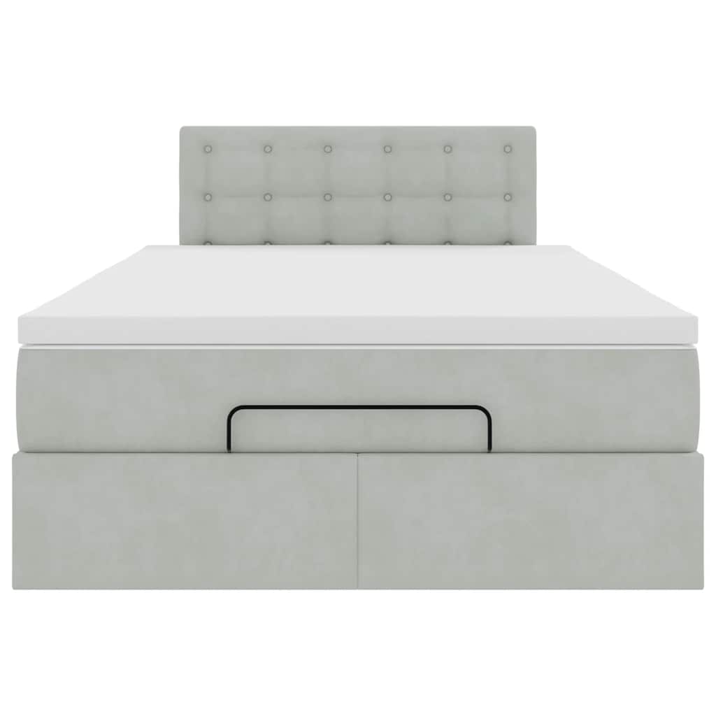 vidaXL Ottomanische Bett mit Matratze Hellgrau 120x190 cm Samt