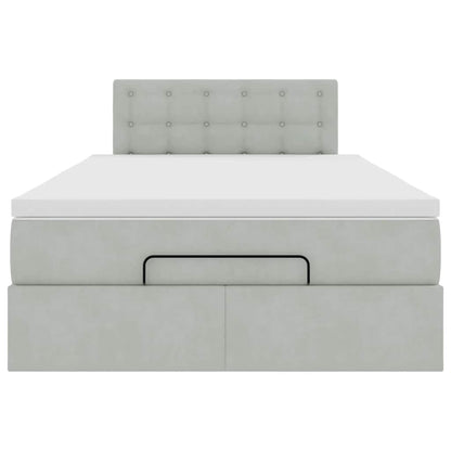 vidaXL Ottomanische Bett mit Matratze Hellgrau 120x190 cm Samt