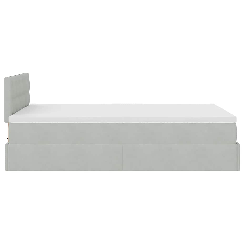 vidaXL Ottomanische Bett mit Matratze Hellgrau 120x190 cm Samt