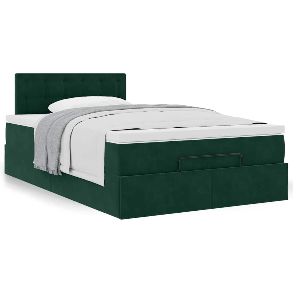 vidaXL Ottoman-Bett mit Matratze Dunkelgrün 120x190 cm Samt
