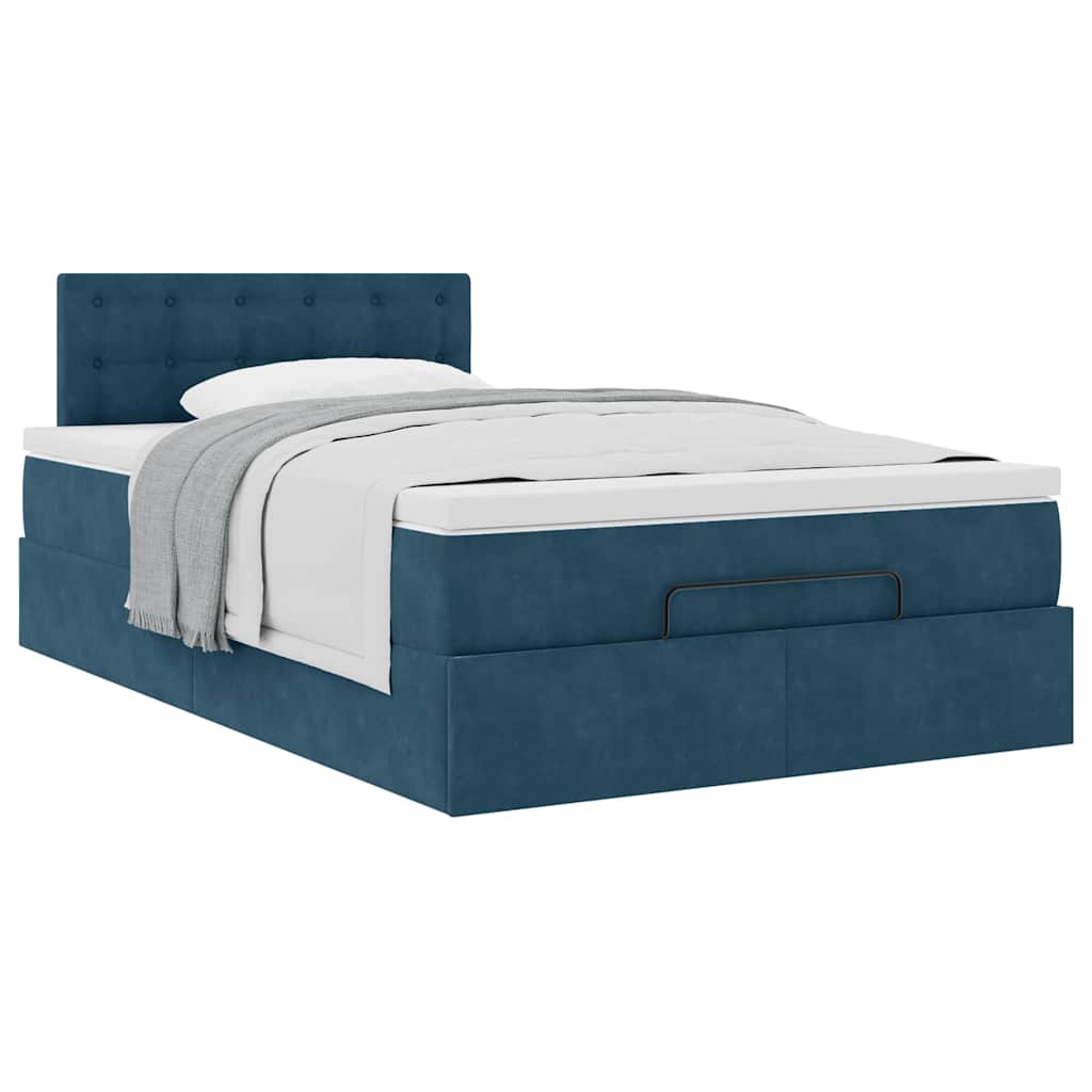 vidaXL Ottoman-Bett mit Matratze Dunkelblau 120x190 cm Samt